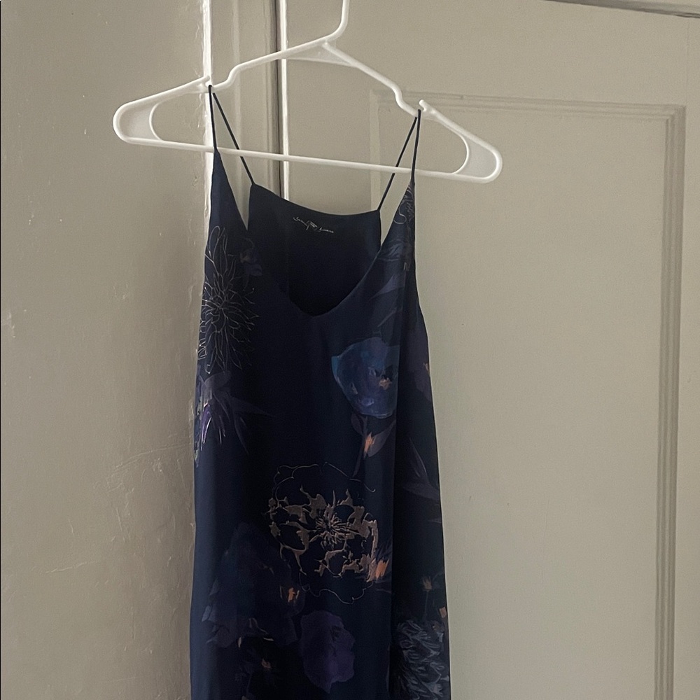Elegant Navy Floral Midi Dress